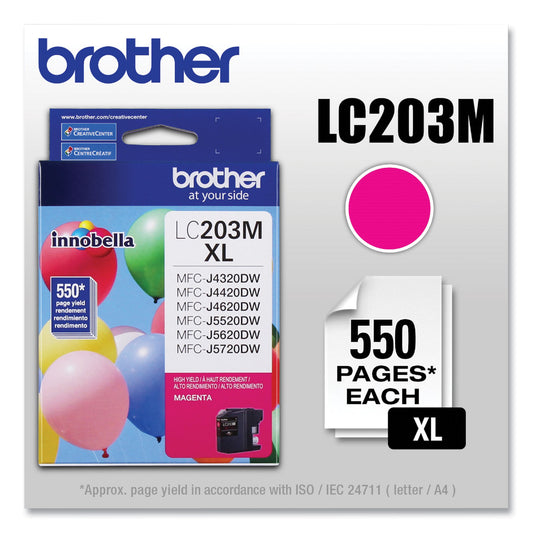 Brother LC203M Innobella High-Yield Ink, 550 Page-Yield, Magenta