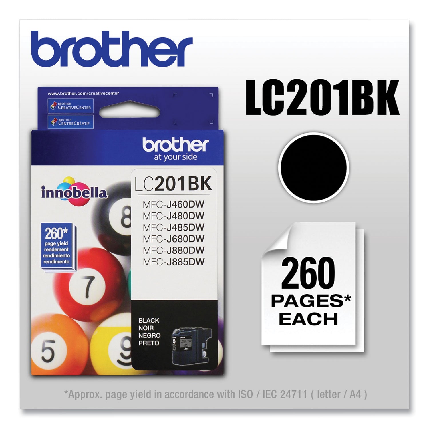 Brother LC201BK Innobella Ink, 260 Page-Yield, Black