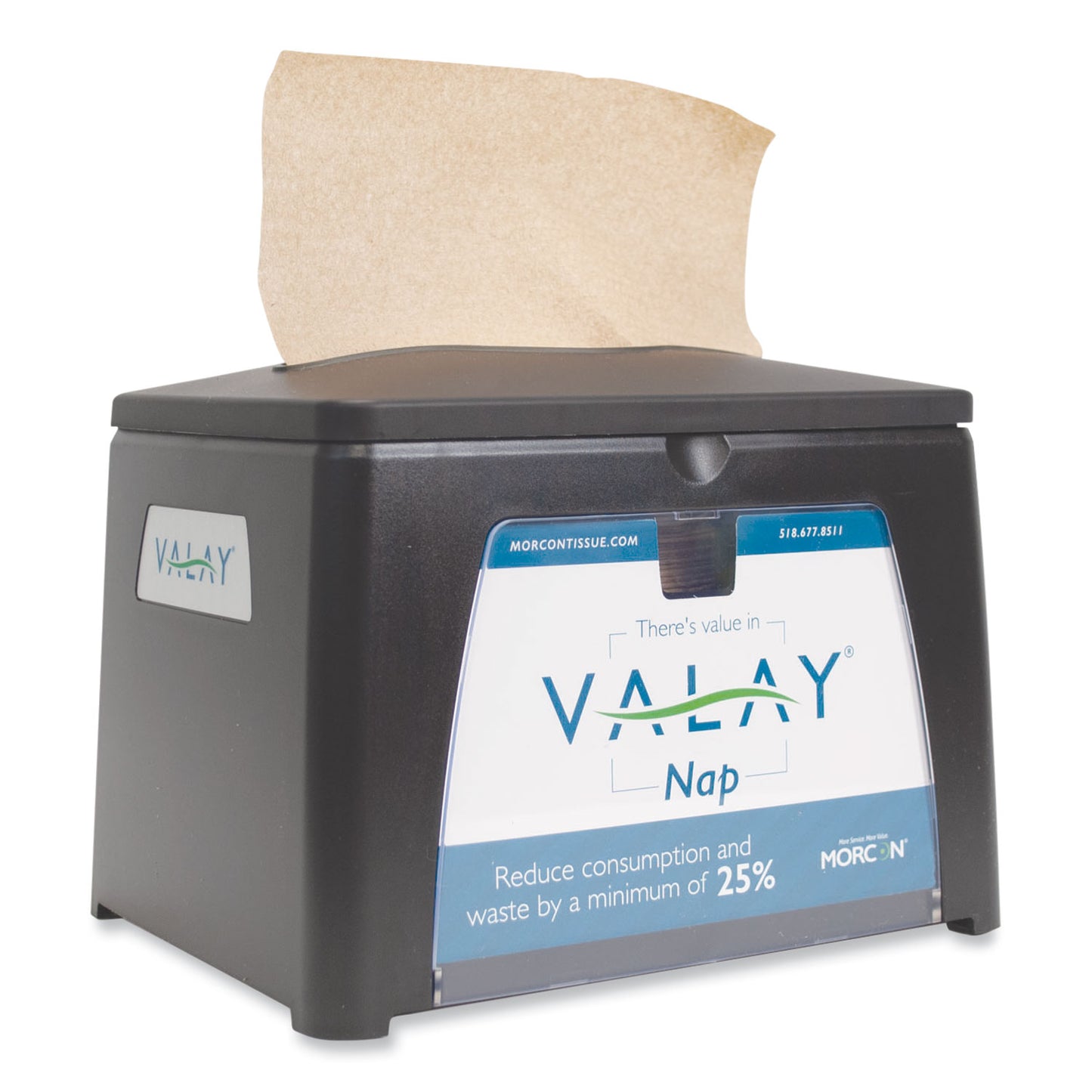 Morcon Paper Valay Table Top Napkin Dispenser, 6.5 x 8.4 x 6.3, Black (NT111EA)