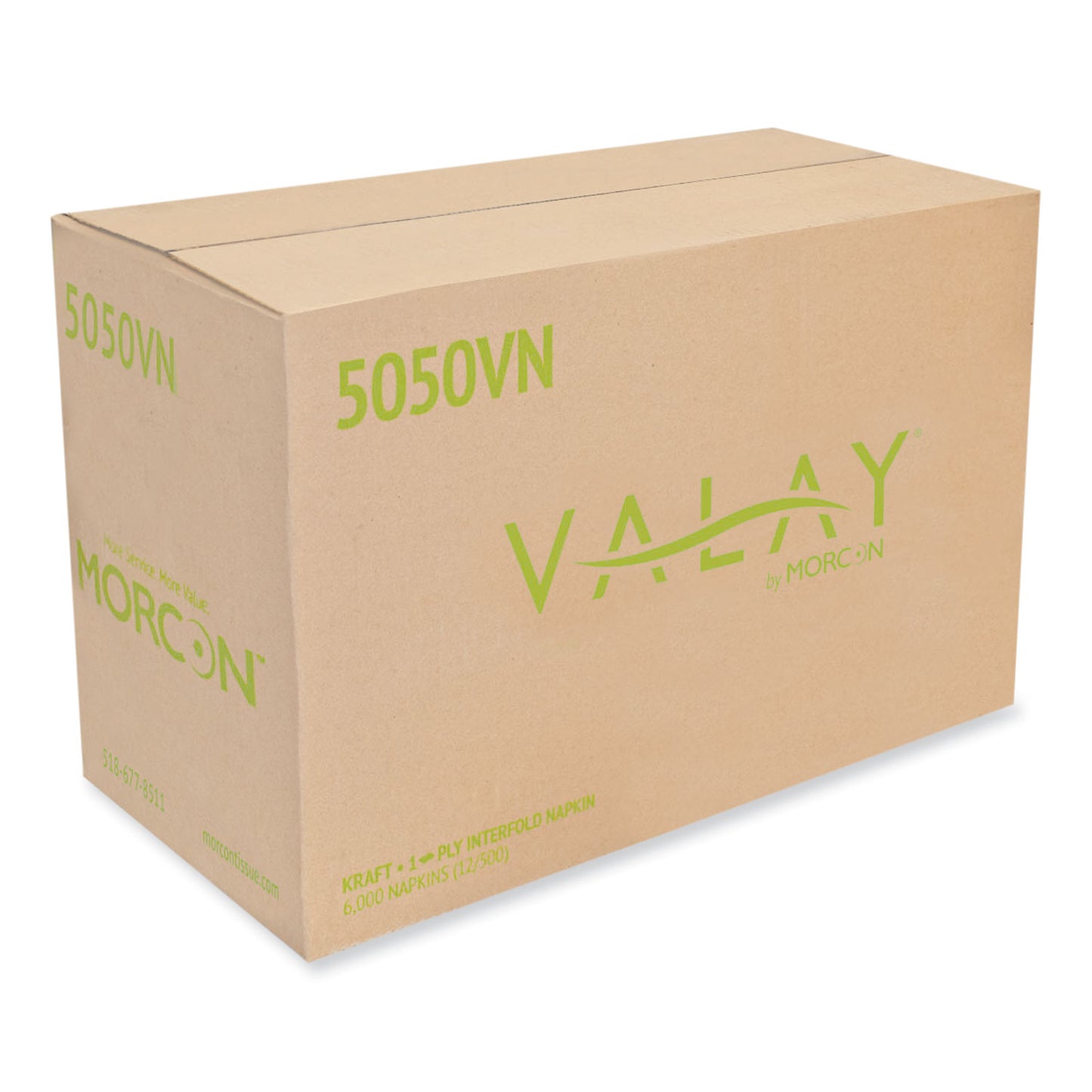 Morcon Paper Valay Interfolded Napkins, 1-Ply, 6.3 x 8.85, Kraft, 6,000/Carton (5050VN)