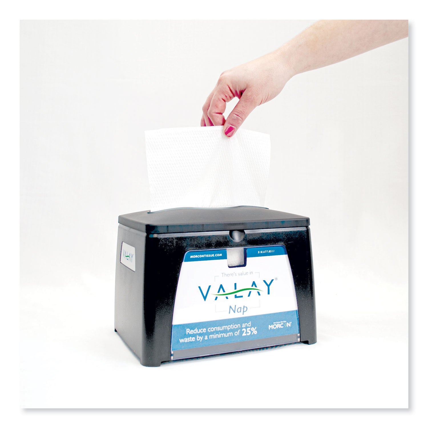 Morcon Paper Valay Table Top Napkin Dispenser, 6.5 x 8.4 x 6.3, Black (NT111EA)