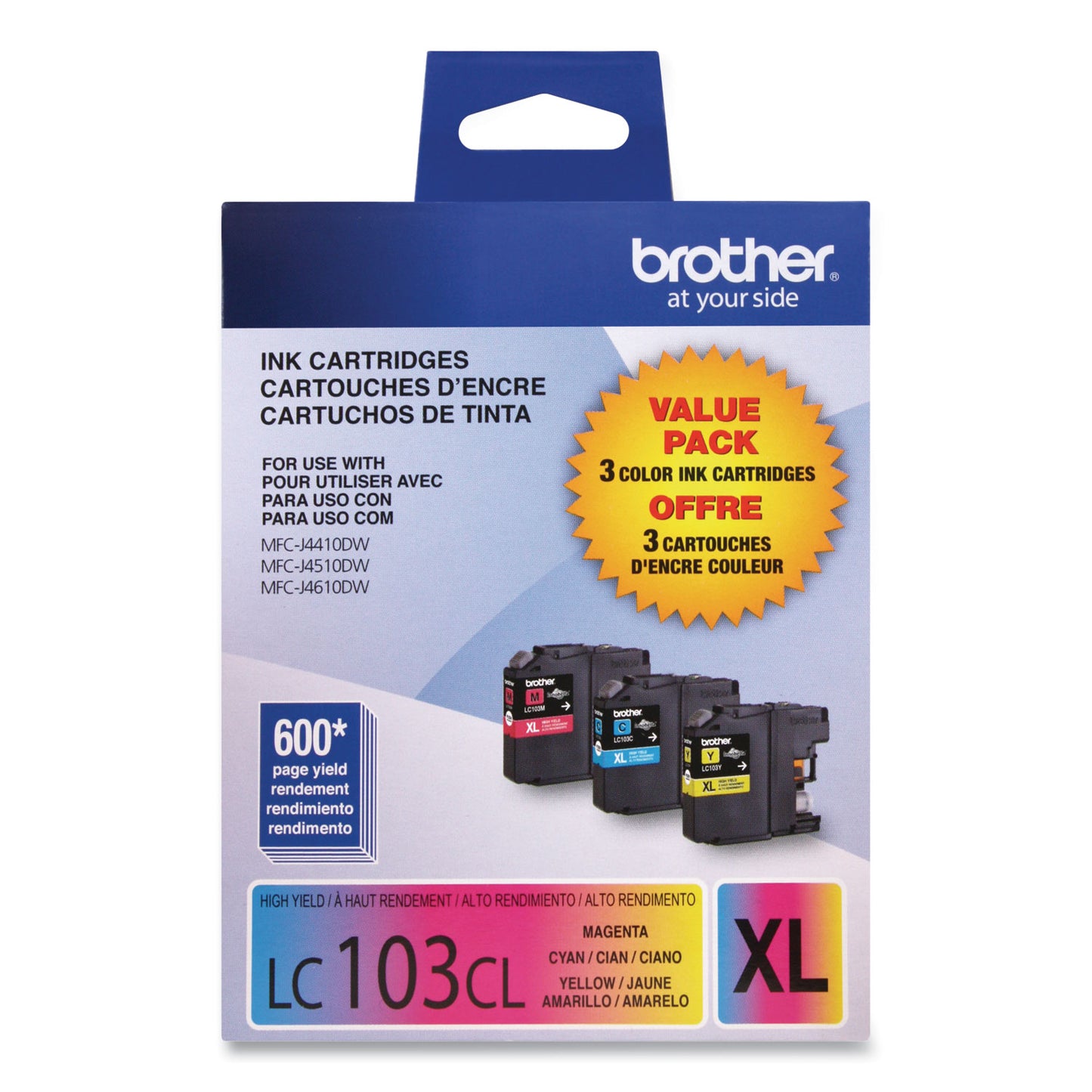 Brother LC1033PKS Innobella High-Yield Ink, 600 Page-Yield, Cyan/Magenta/Yellow