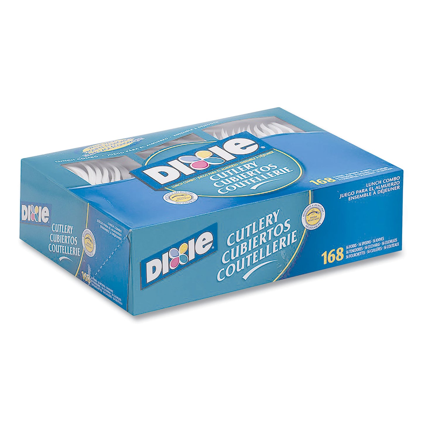 Dixie Combo Pack, Tray with White Plastic Utensils, 56 Forks, 56 Knives, 56 Spoons, 6 Packs (CM168CT)