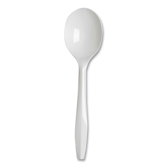 Dixie Plastic Cutlery, Mediumweight Soup Spoons, White, 1,000/Carton (PSM21)