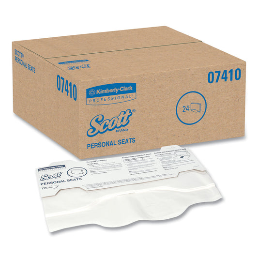 Scott Personal Seats Sanitary Toilet Seat Covers, 15 x 18, White, 125/Pack (07410PK)