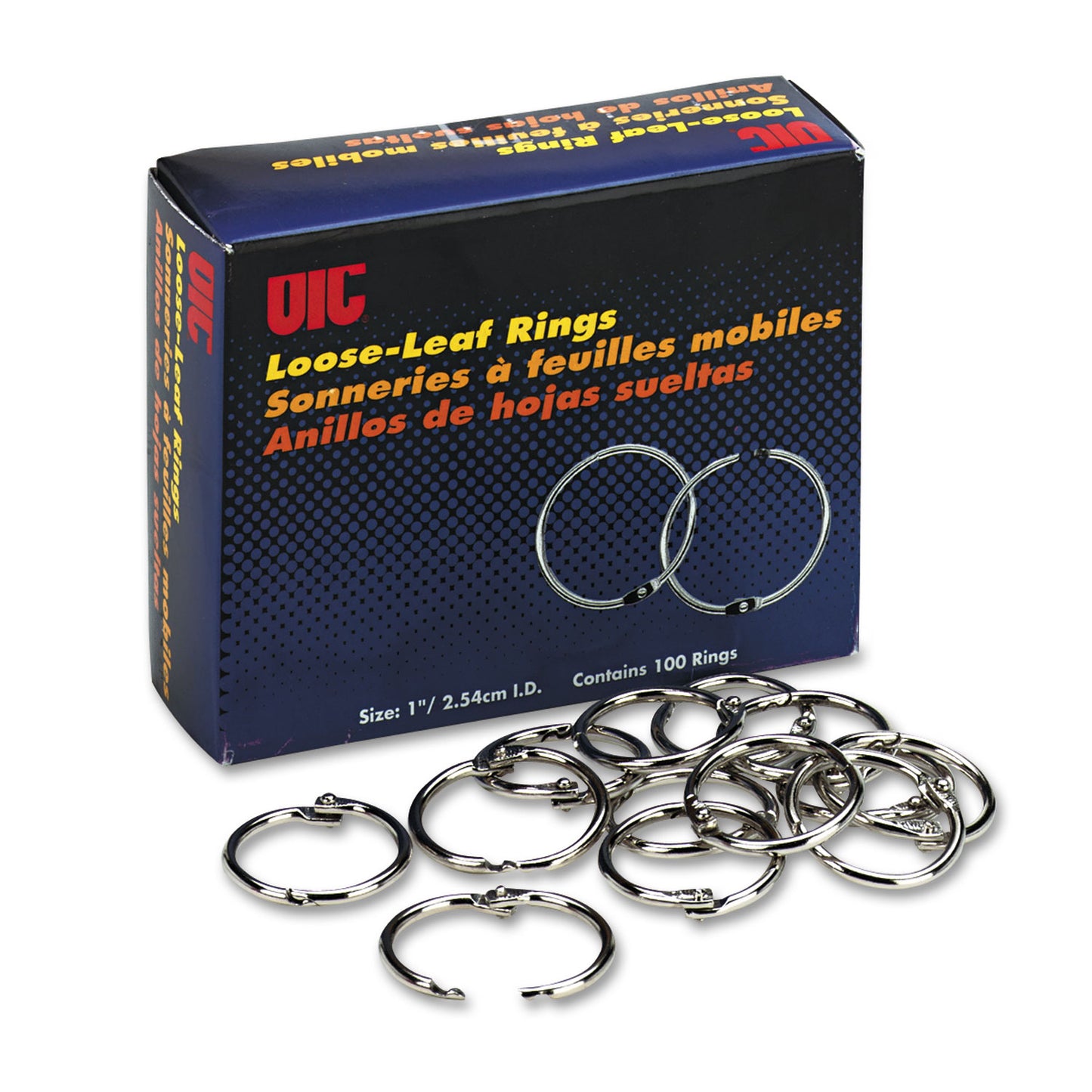 Officemate Book Rings, 1" Diameter, 100/Box (99701)