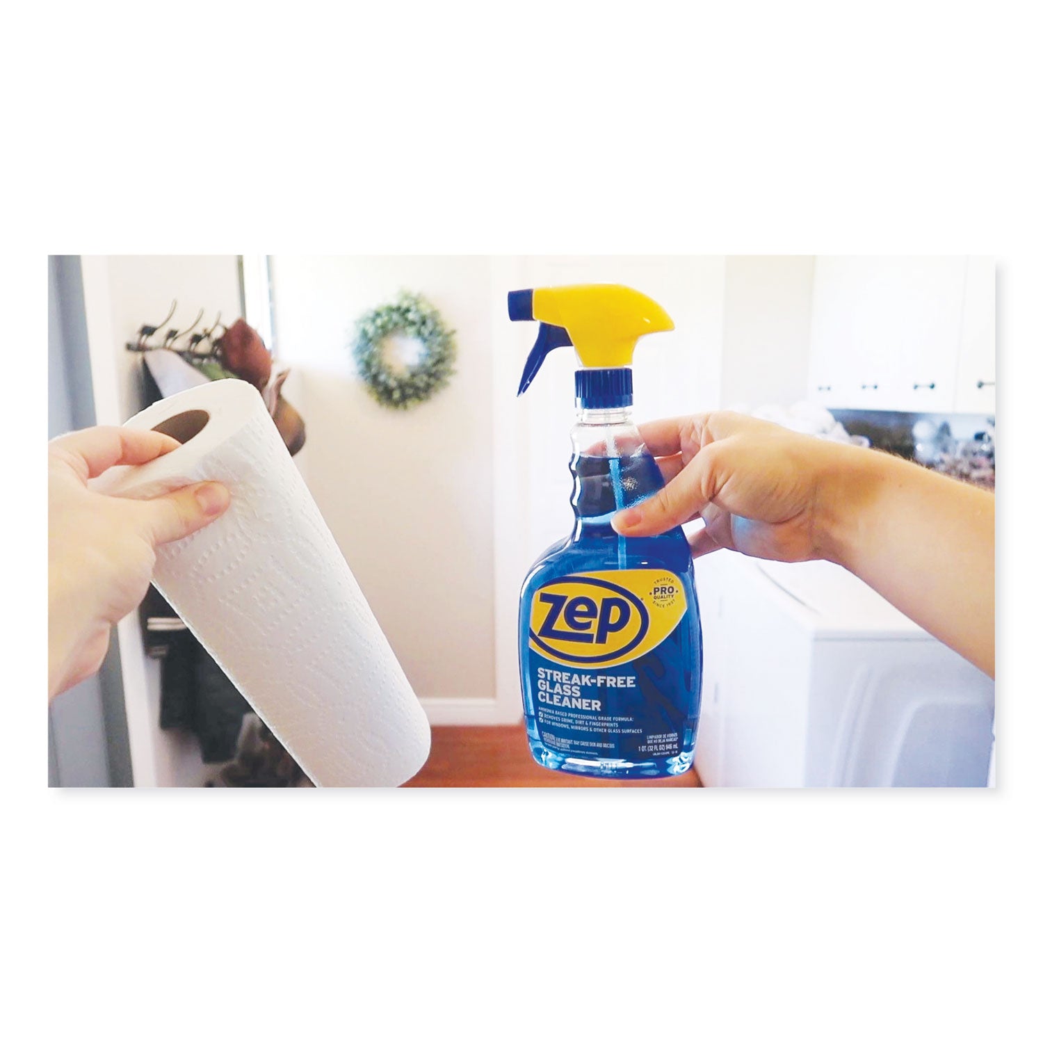 Zep Commercial Streak-Free Glass Cleaner, Pleasant Scent, 32 oz Spray Bottle (ZU112032EA)