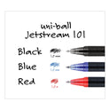 uni-ball Jetstream 101 Hybrid Gel Pen, Stick, Bold 1 mm, Blue Ink, Black/Blue Barrel, Dozen (1768012)