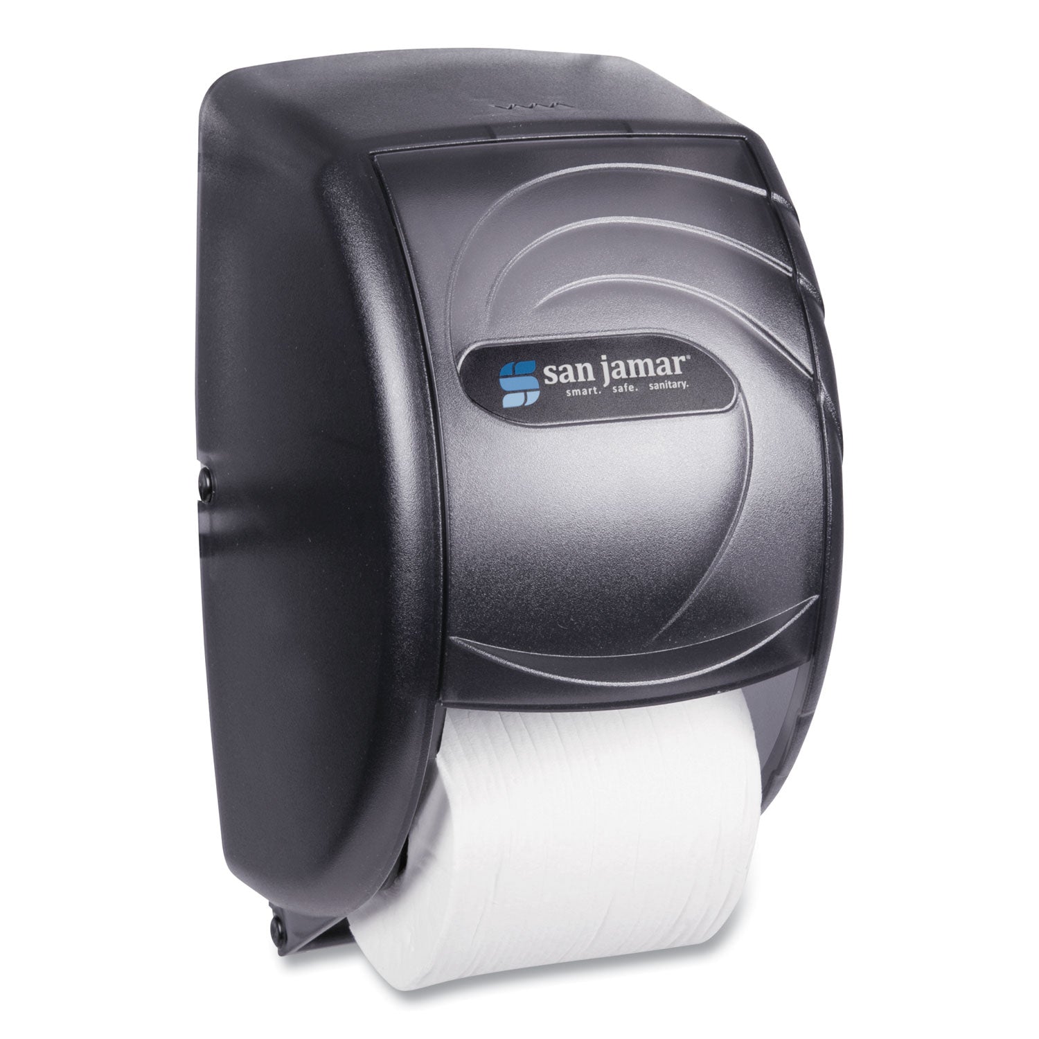 San Jamar Duett Standard Bath Tissue Dispenser, Oceans, 7.5 x 7 x 12.75, Transparent Black Pearl (R3590TBK)