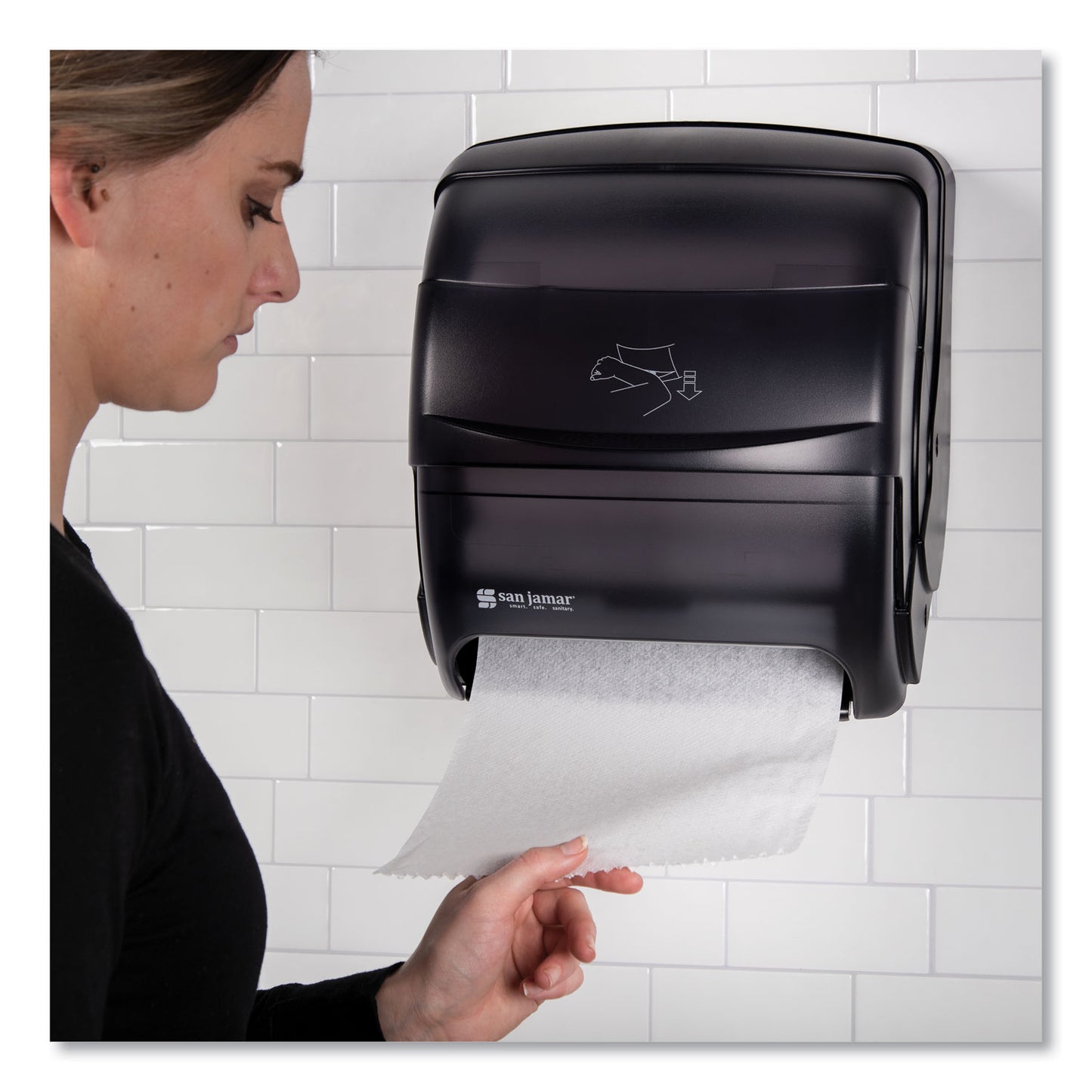 San Jamar Integra Lever Roll Towel Dispenser, 11.5 x 11.25 x 13.5, Black Pearl (T850TBK)