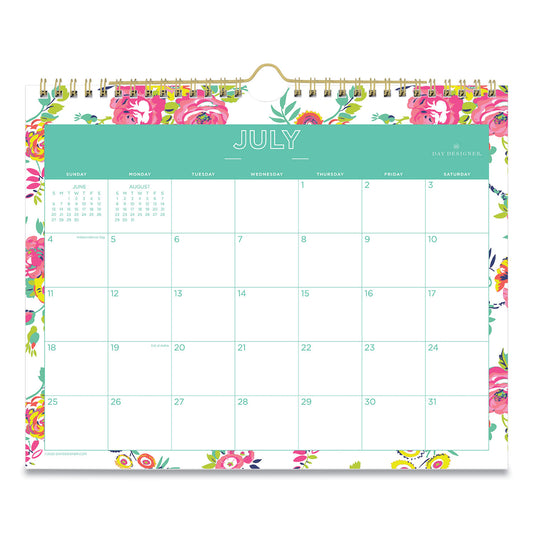 Blue Sky Day Designer Peyton Academic Wall Calendar, Floral Artwork, 11 x 8.75, White Sheets, 12-Month (July to June): 2024 to 2025 (107936)