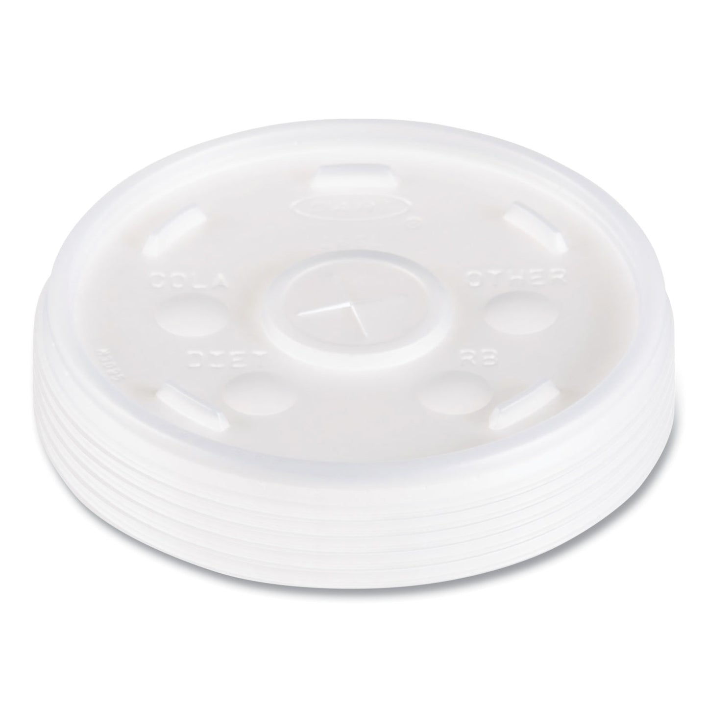 Dart Plastic Lids, Fits 12 oz to 24 oz Hot/Cold Foam Cups, Straw-Slot Lid, White, 100/Pack, 10 Packs/Carton (16SL)