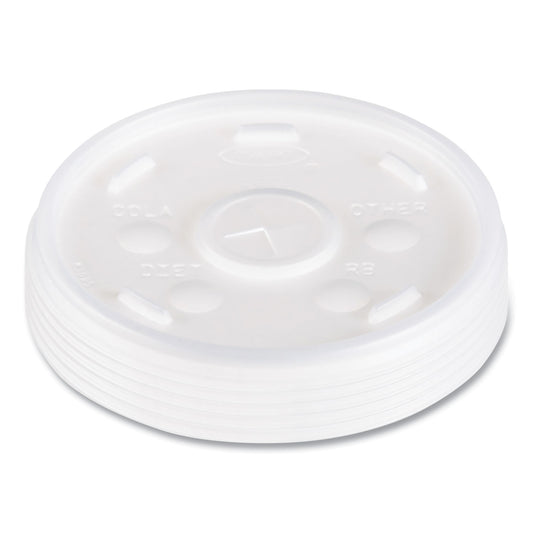 Dart Plastic Lids, Fits 12 oz to 24 oz Hot/Cold Foam Cups, Straw-Slot Lid, White, 100/Pack, 10 Packs/Carton (16SL)