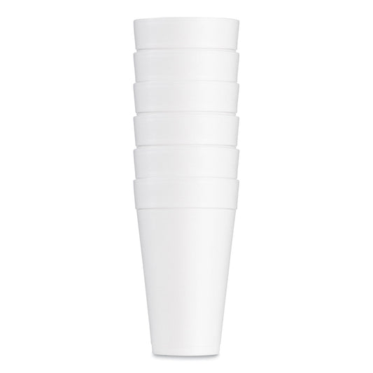 Dart Foam Drink Cups, 32 oz, White, 25/Bag, 20 Bags/Carton (32TJ32)