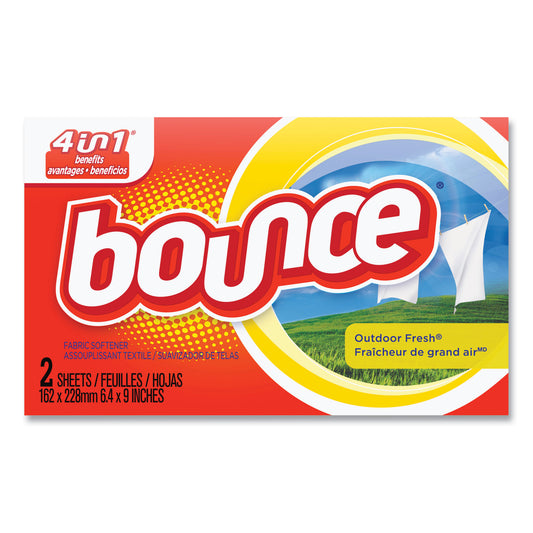 Bounce Fabric Softener Sheets, Outdoor Fresh, 2/Box, 156 Boxes/Carton (02664)