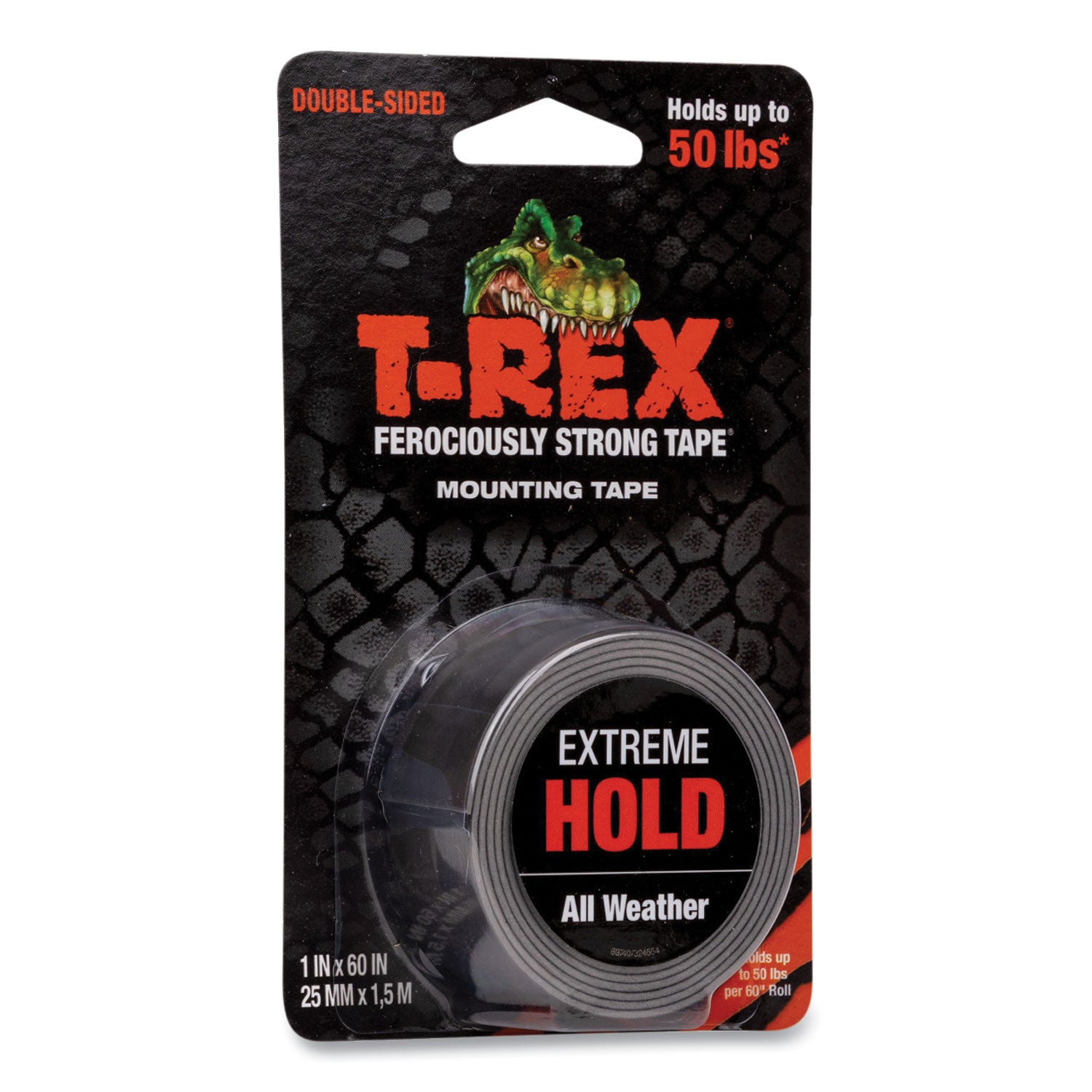 T-Rex Extreme Hold Mounting Tape, 1.5" Core, 1" x 1.66 yds, Black (285337)