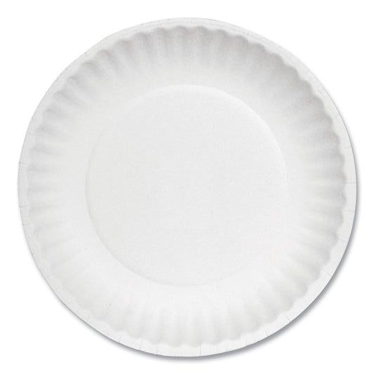 AJM White Paper Plates, 6" dia, 100/Pack, 10 Packs/Carton (PP6GREWH)