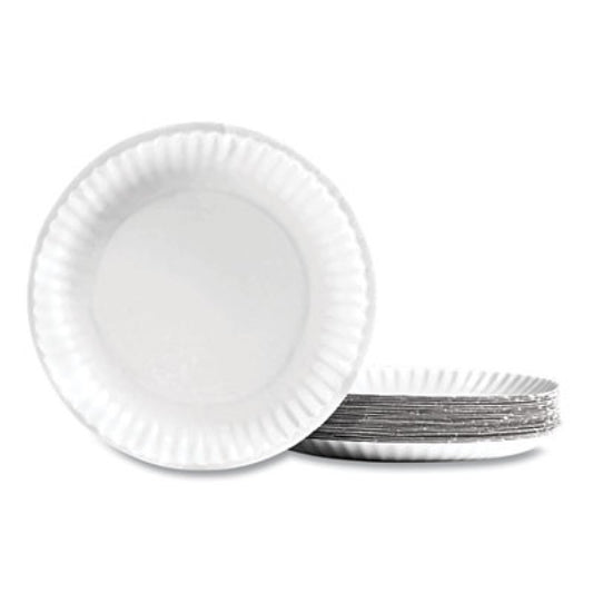 Perk Economy Paper Plates, 9" dia, White, 100/Pack (721666)