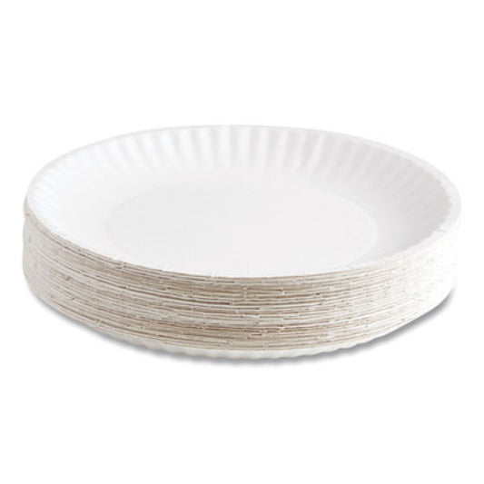 Perk Economy Paper Plates, 9" dia, White, 100/Pack (721666)