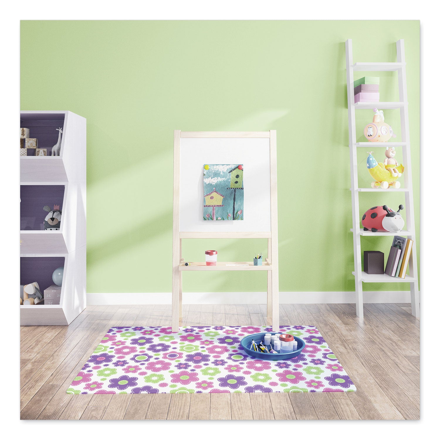 Deflecto FashionMat Chair Mat, Rectangular, 35 x 40, Daisies (CM3540LD)