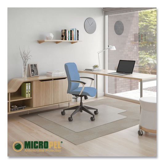 Deflecto Antimicrobial Chair Mat, Medium Pile Carpet, 48 x 36, Lipped, Clear (CM14112AM)