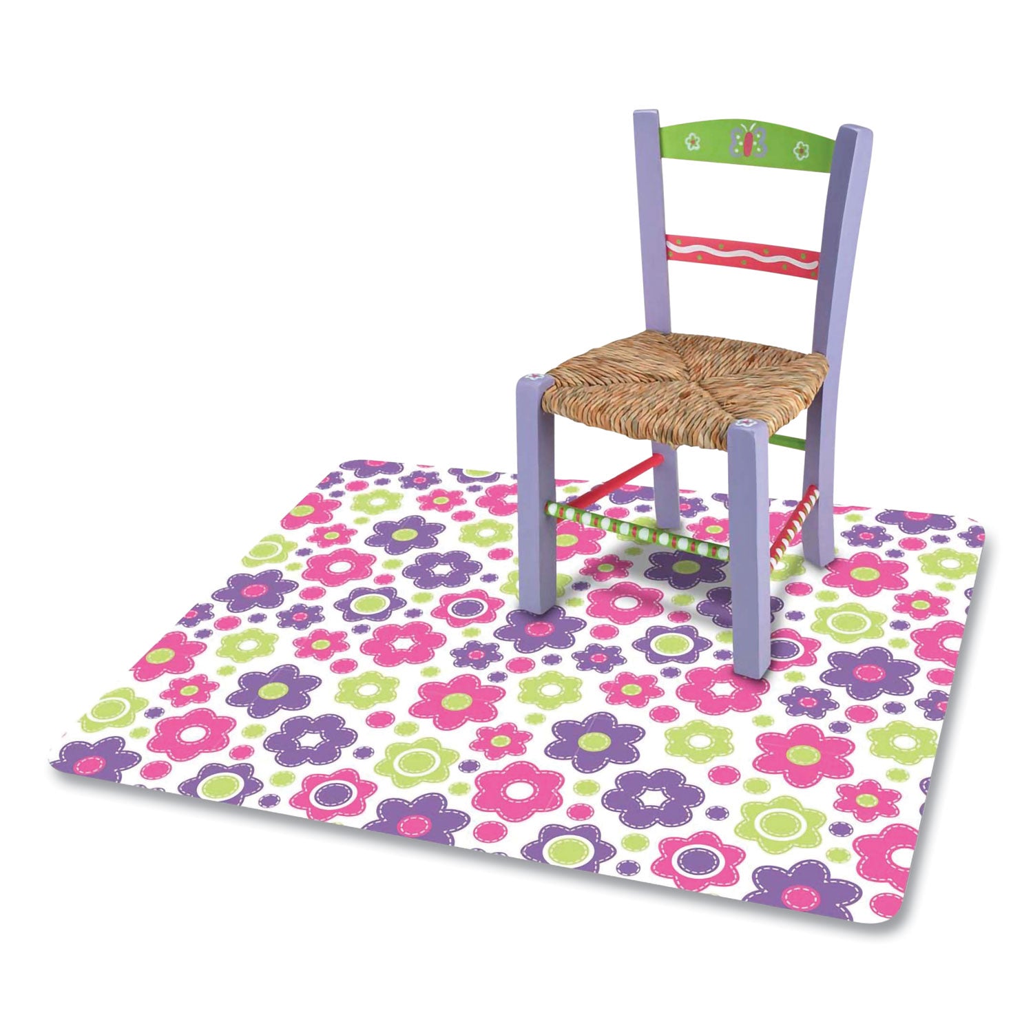 Deflecto FashionMat Chair Mat, Rectangular, 35 x 40, Daisies (CM3540LD)