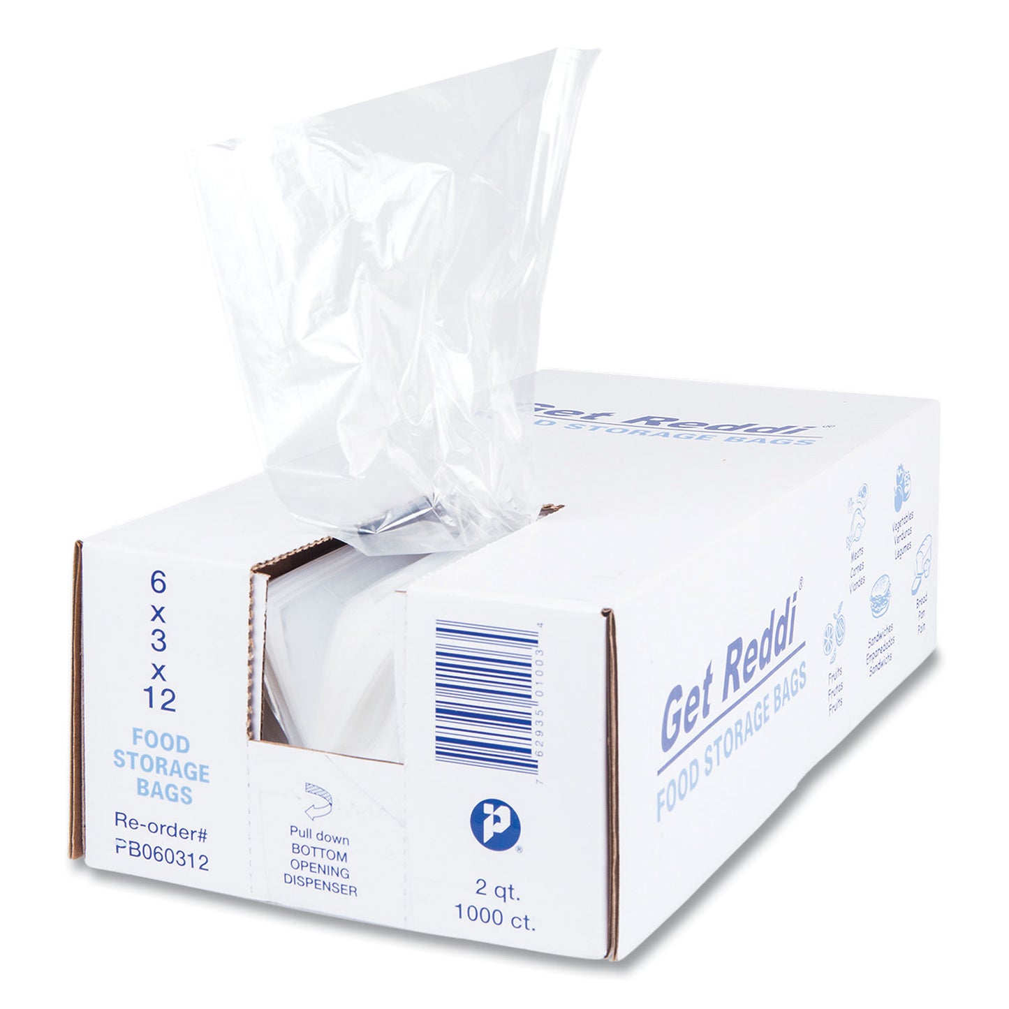 Inteplast Group Food Bags, 2 qt, 0.68 mil, 6 - 2 Pack