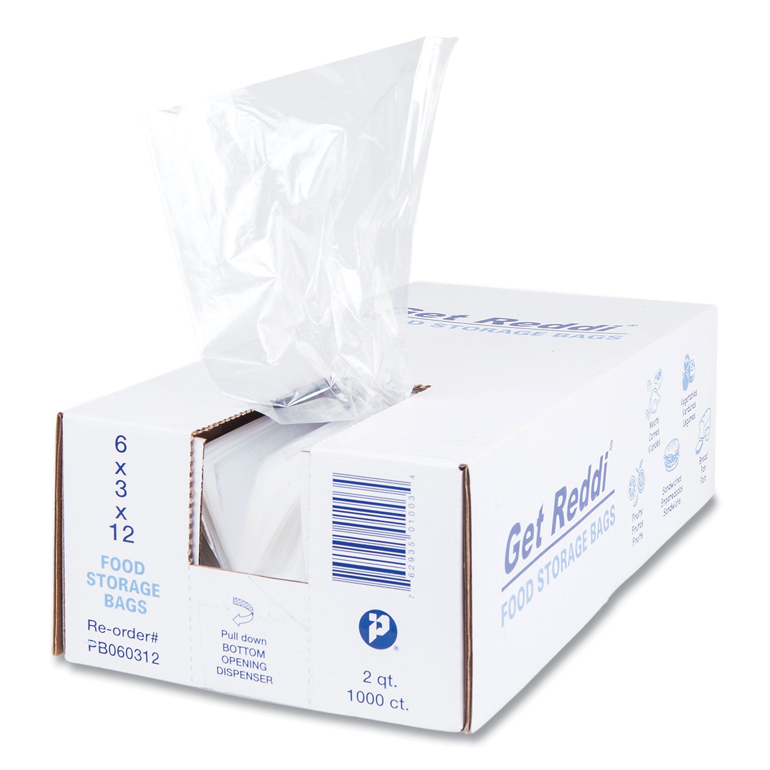 Inteplast Group Food Bags, 64 oz, 6" x 3" x 12", Clear, 1,000/Carton (PB060312)