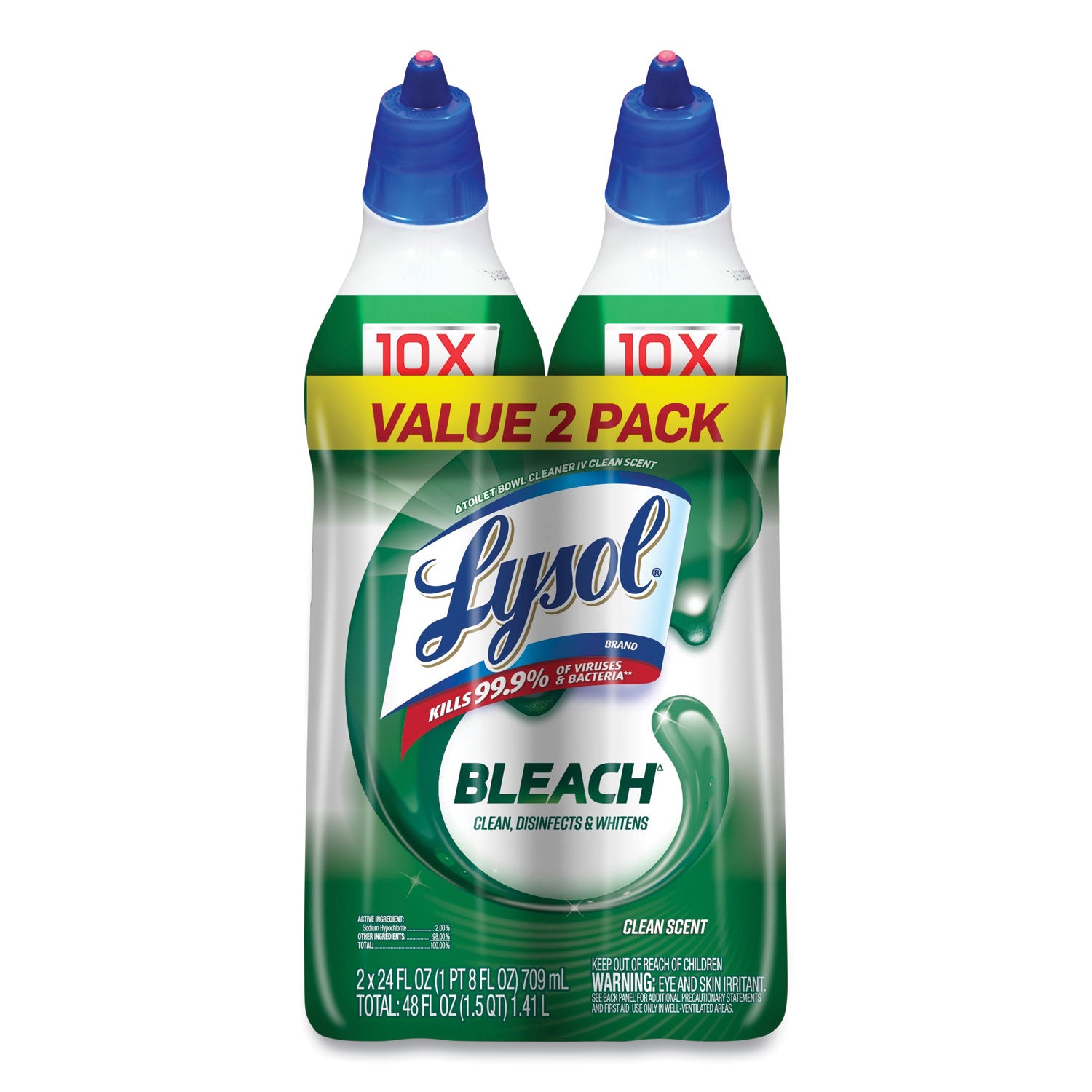 LYSOL Brand Disinfectant Toilet Bowl Cleaner with Bleach, 24 oz, 2/Pack (96085PK)