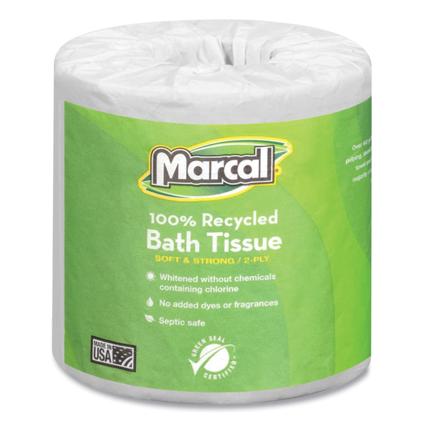 Marcal 100% Recycled 2-Ply Bath Tissue, Septic Safe, Individually Wrapped Rolls, White, 330 Sheets/Roll, 48 Rolls/Carton (6079)