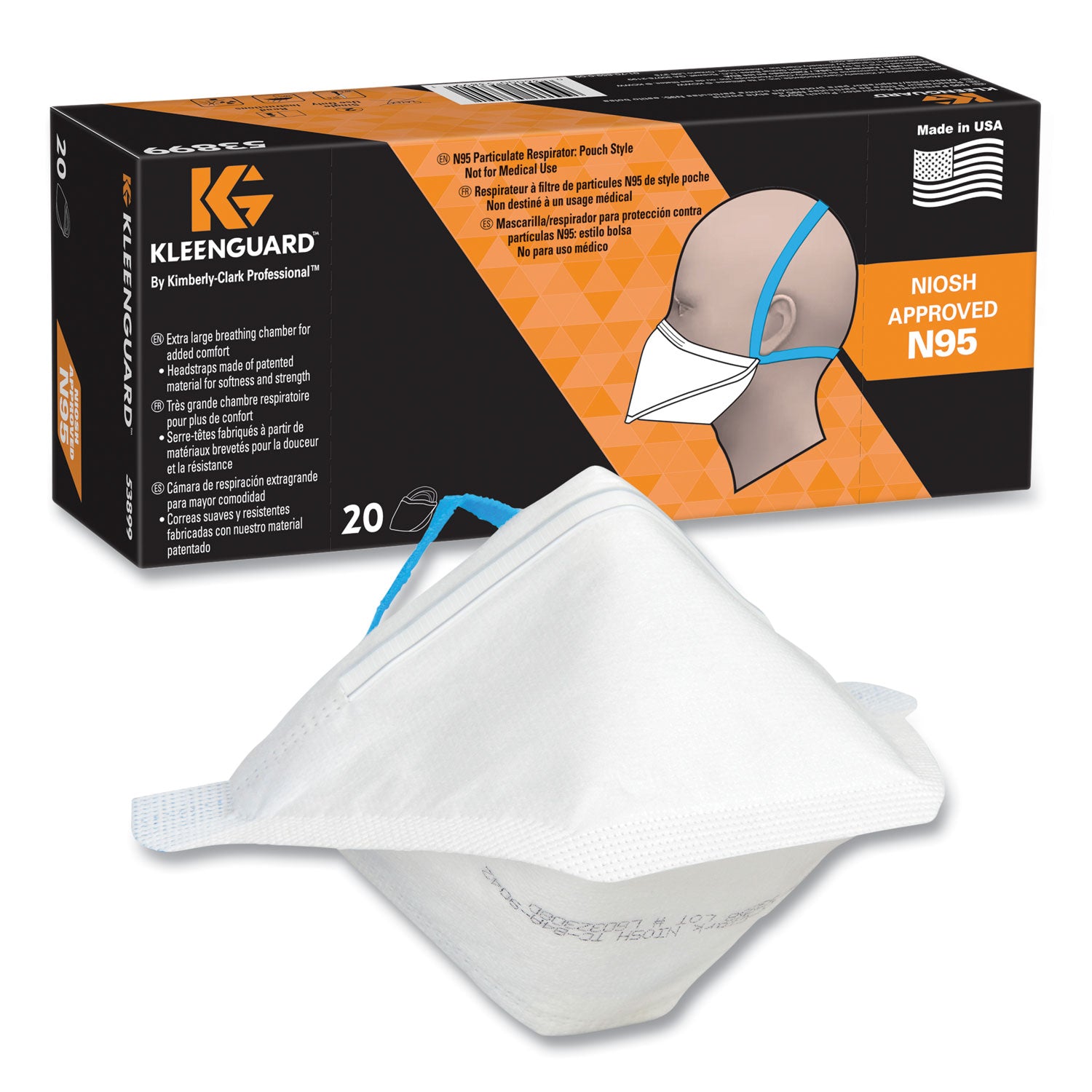 KleenGuard N95 Respirator, Regular Size, 20/Box (53899)