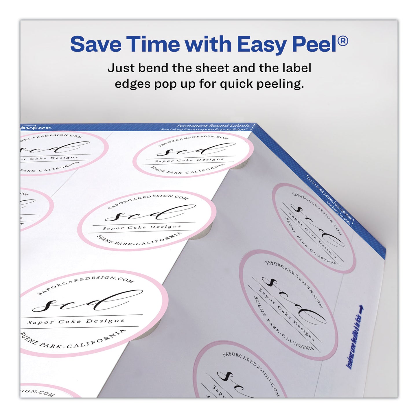 Avery Round Print-to-the Edge Labels with SureFeed and EasyPeel, 2" dia, Matte White, 300/Pack (22877)