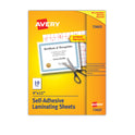 Avery Clear Self-Adhesive Laminating Sheets, 3 mil, 9" x 12", Matte Clear, 10/Pack (73603)