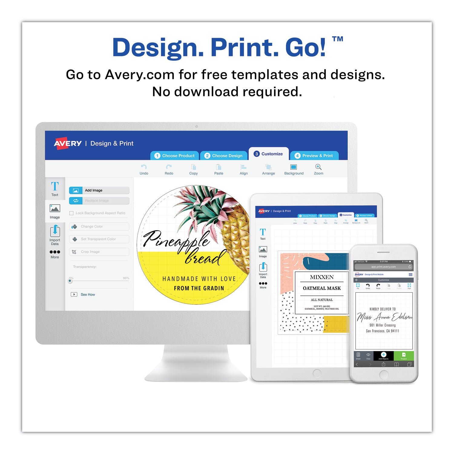 Avery Round Brown Kraft Print-to-the-Edge Labels, 2.5" dia, 225/PK (22808)