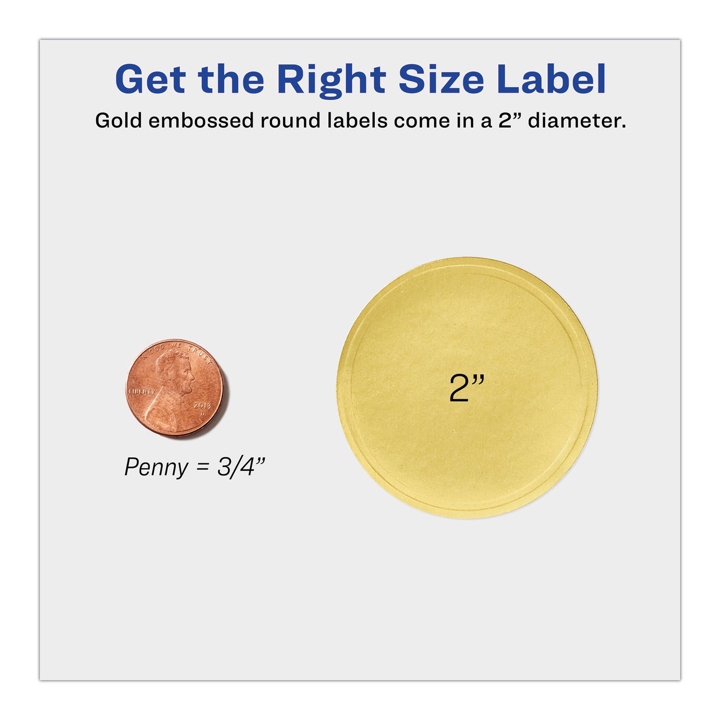 Avery Round Labels, Inkjet Printers, 2" dia, Gold, 12/Sheet, 8 Sheets/Pack (22831)