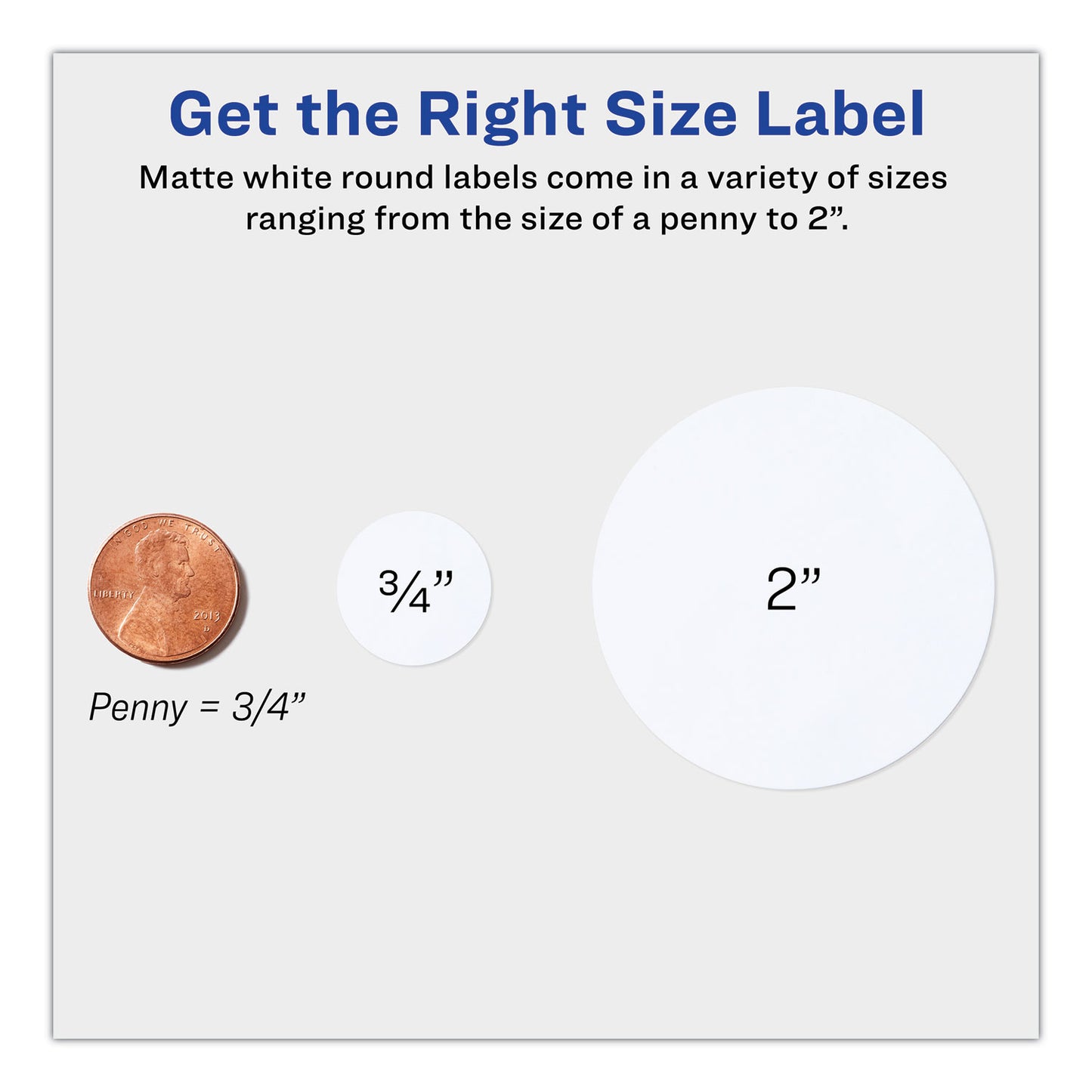 Avery Round Print-to-the Edge Labels with SureFeed and EasyPeel, 2" dia, Matte White, 300/Pack (22877)