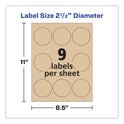 Avery Round Brown Kraft Print-to-the-Edge Labels, 2.5" dia, 225/PK (22808)