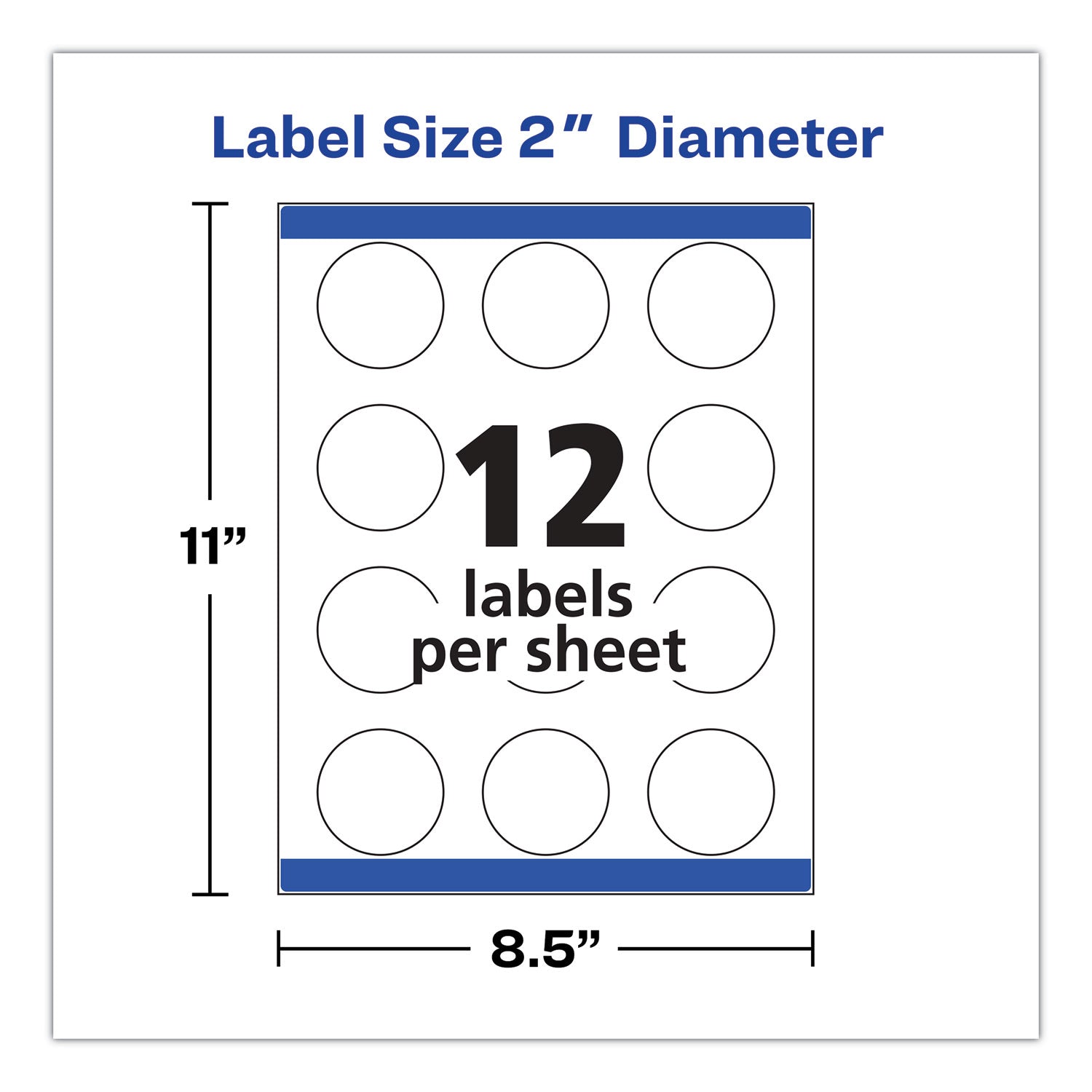 Avery Round Print-to-the Edge Labels with SureFeed and EasyPeel, 2" dia, Matte White, 300/Pack (22877)