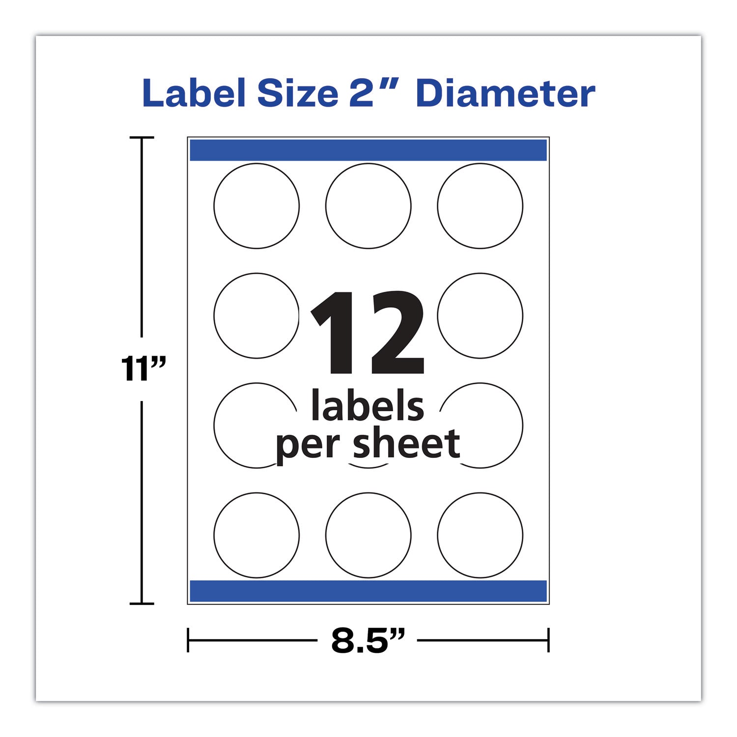 Avery Round Print-to-the Edge Labels with Sure Feed and Easy Peel, 2" dia, Glossy White, 120/PK (22807)