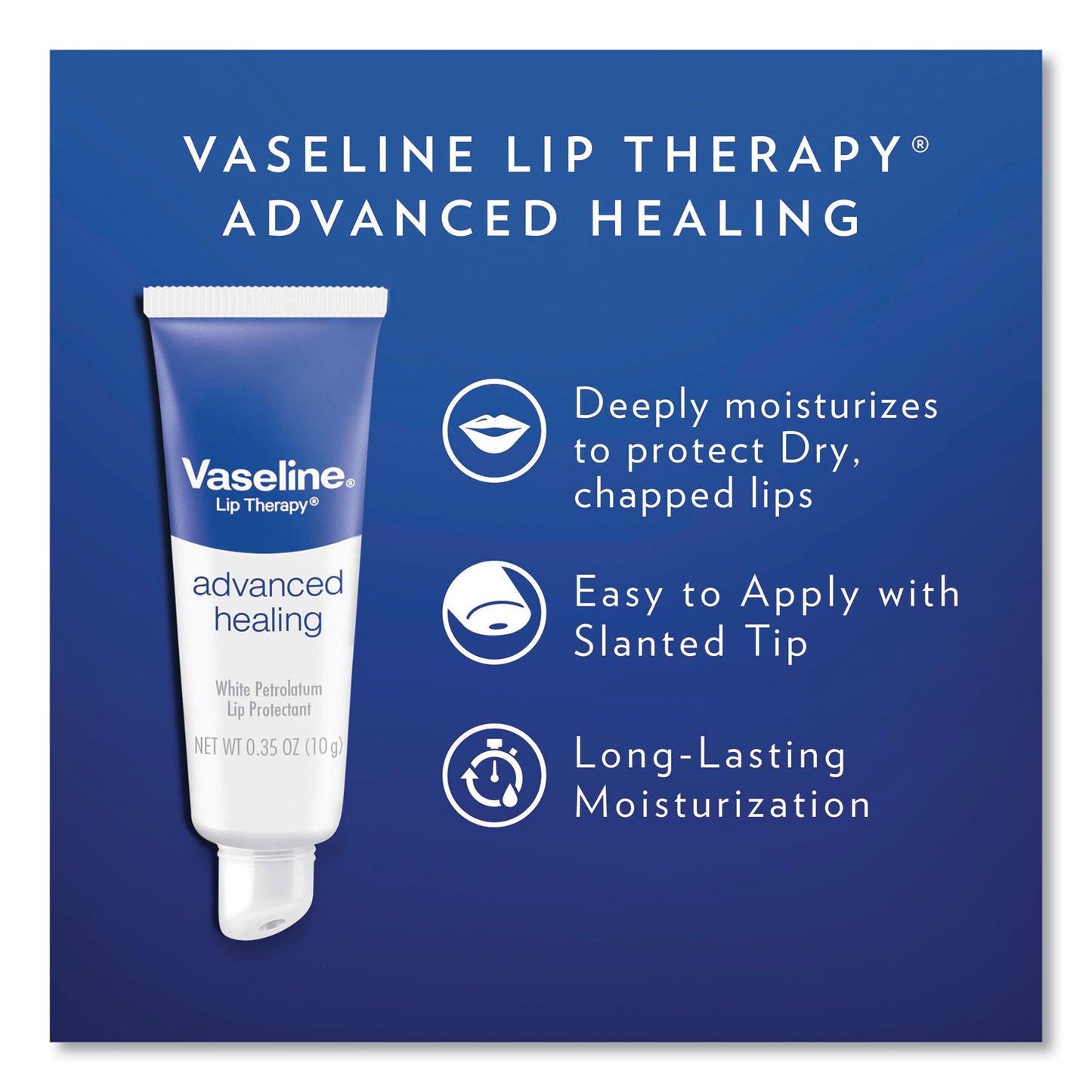 Vaseline Lip Therapy Advanced Lip Balm, Original, 0.35 oz Tube (75000EA)