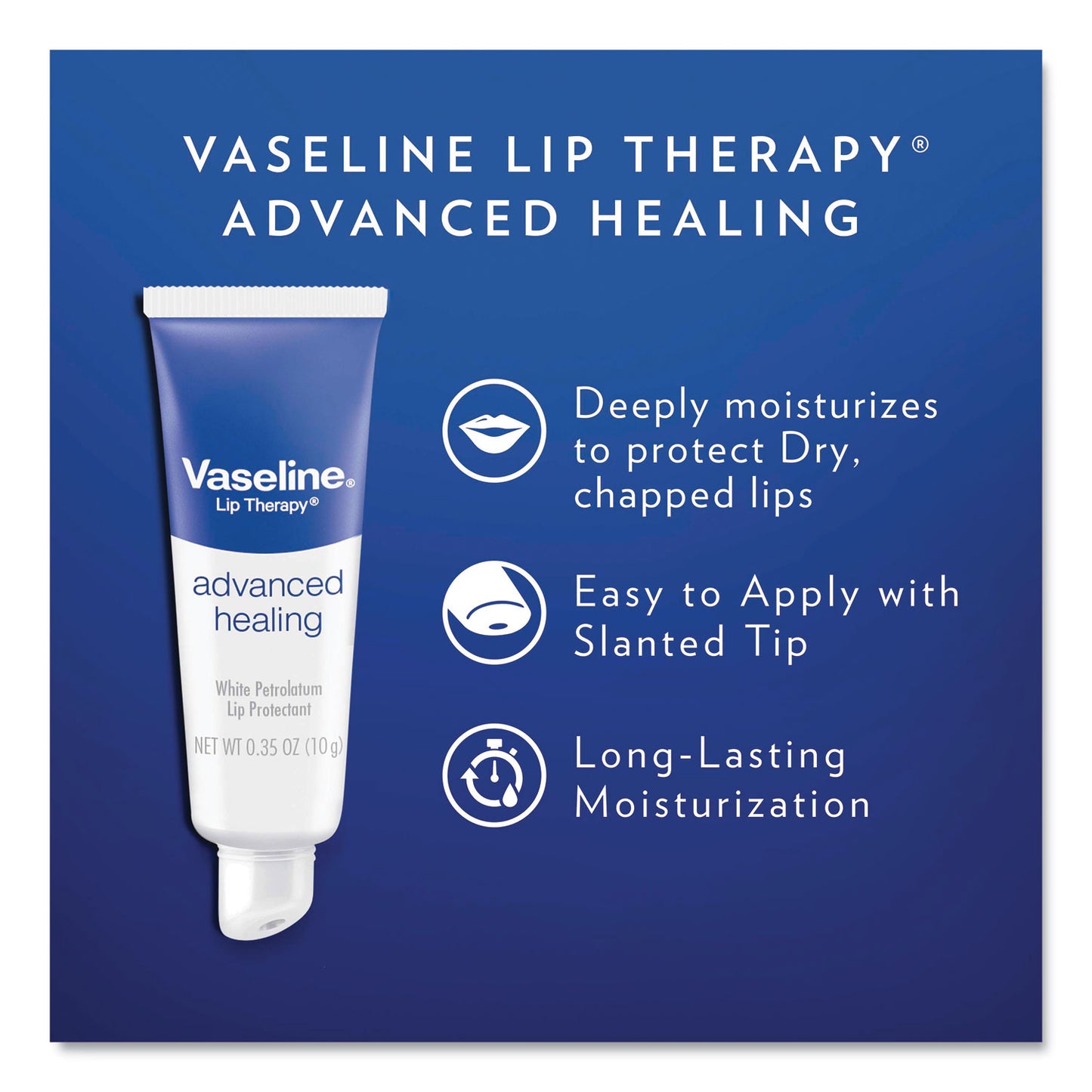 Vaseline Lip Therapy Advanced Lip Balm, Original, 0.35 oz Tube, 72/Carton (75000CT)