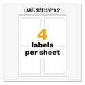 Avery UltraDuty GHS Chemical Waterproof and UV Resistant Labels, 3.5 x 5, White, 4/Sheet, 50 Sheets/Box (60503)