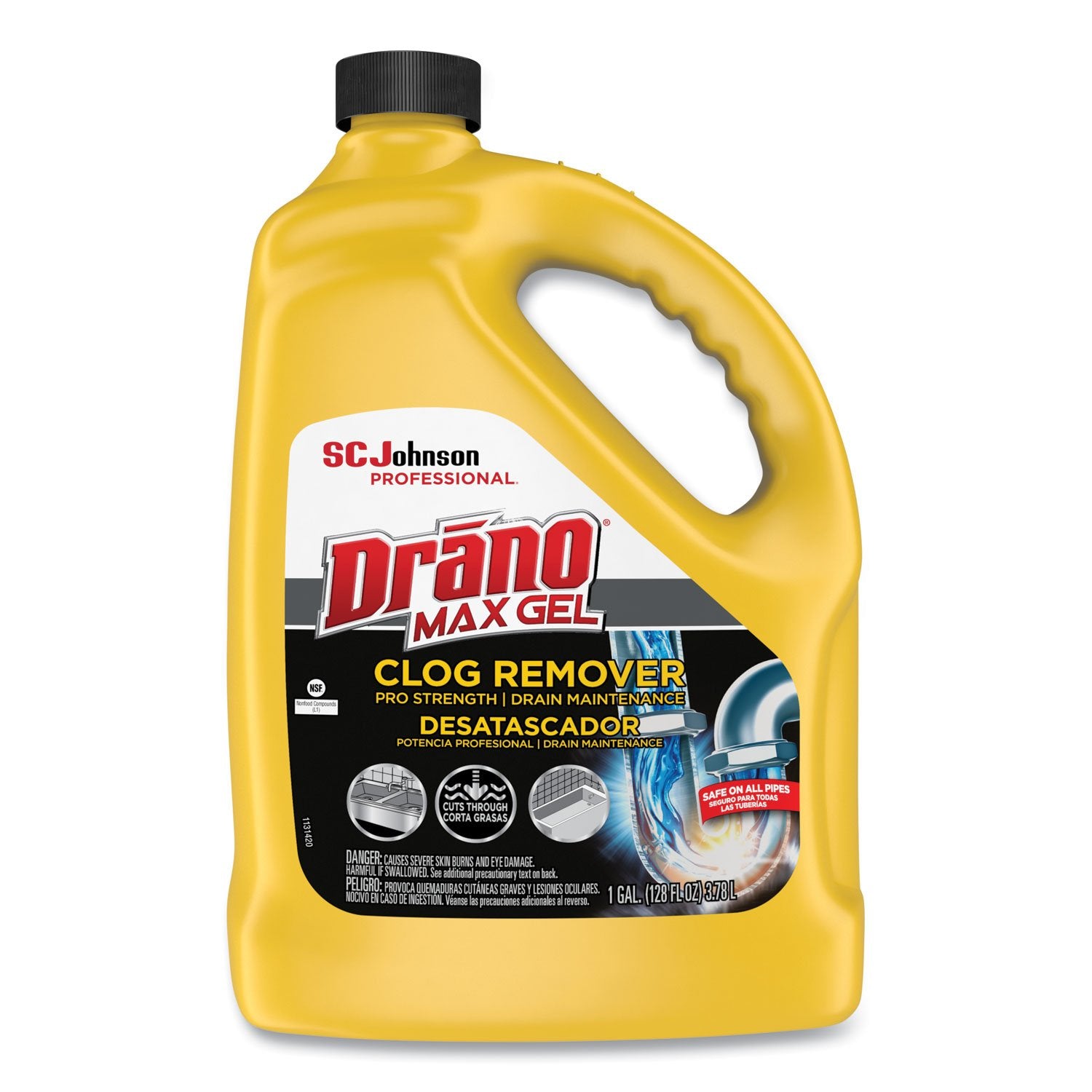 Drano Max Gel Clog Remover, Bleach Scent, 128 oz Bottle (696642EA)