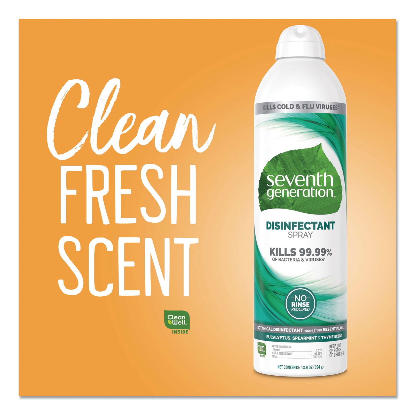 Seventh Generation Disinfectant Sprays, Eucalyptus/Spearmint/Thyme, 13.9 oz, Spray Bottle (22981EA)