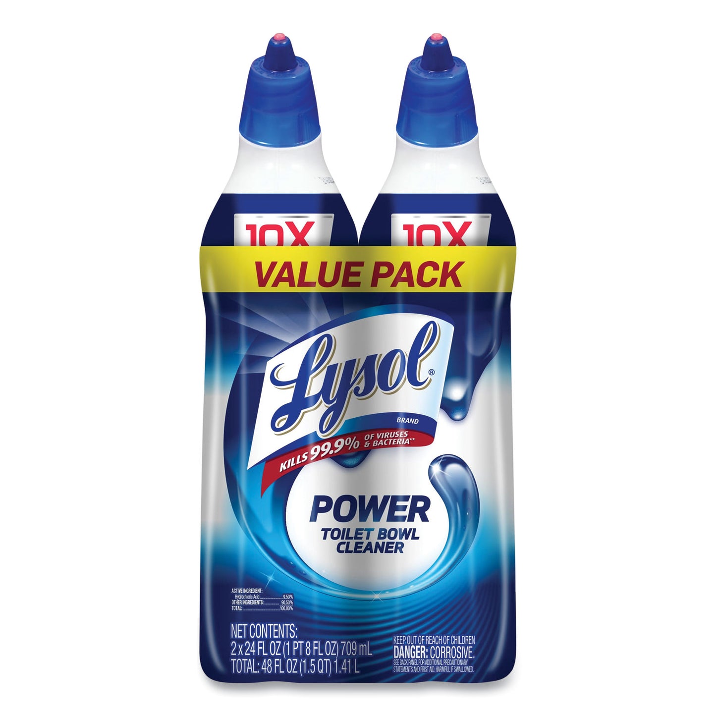 LYSOL Brand Disinfectant Toilet Bowl Cleaner, Atlantic Fresh, 24 oz Bottle, 2/Pack (98016PK)