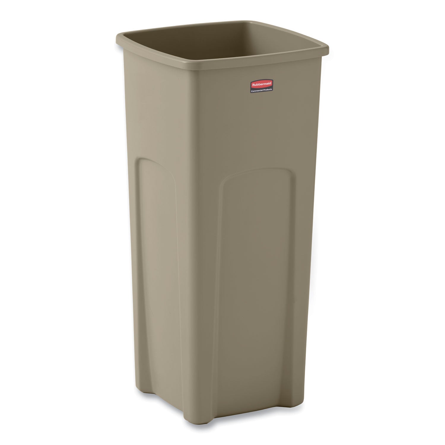 Rubbermaid Commercial Untouchable Square Waste Receptacle, 23 gal, Plastic, Beige (356988BG)