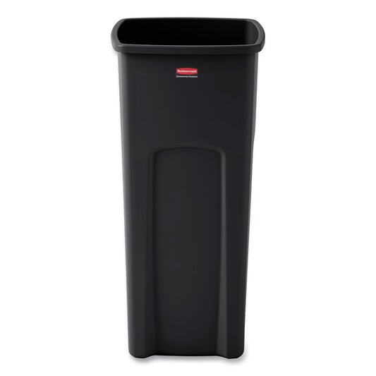 Rubbermaid Commercial Untouchable Square Waste Receptacle, 23 gal, Plastic, Black (356988BK)