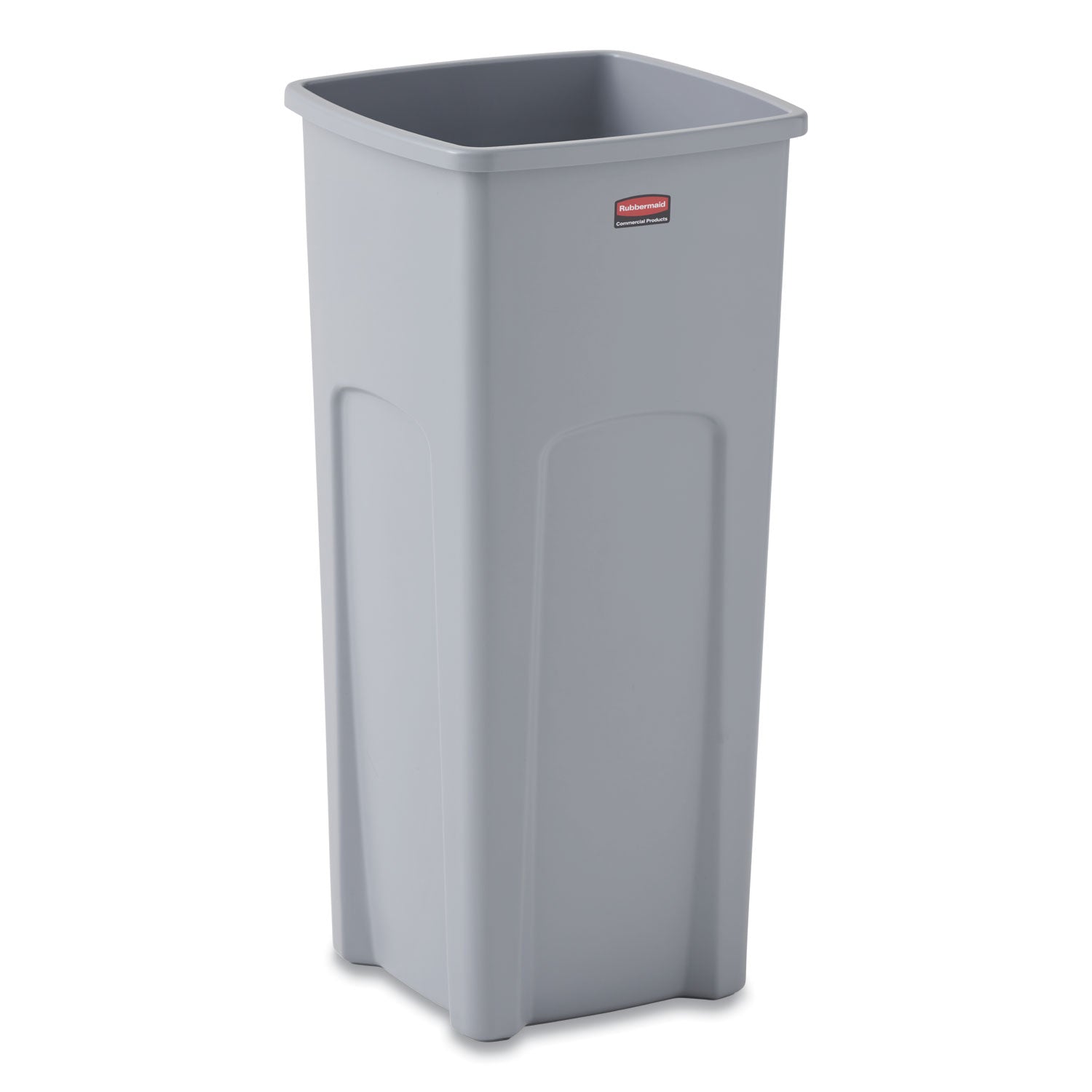 Rubbermaid Commercial Untouchable Square Waste Receptacle, 23 gal, Plastic, Gray (356988GY)