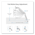 Fellowes Platinum Series Single Monitor Arm, For 27" Monitors, 360 deg Rotation, 45 deg Tilt, 180 deg Pan, White, Supports 20 lb (8056201)