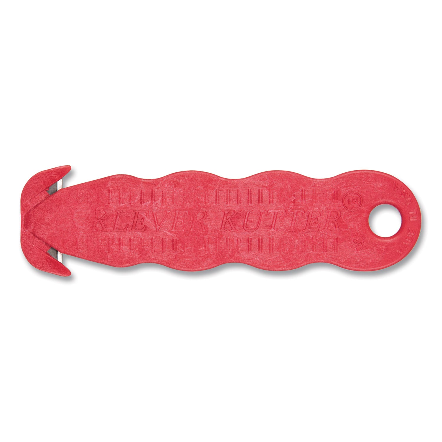 San Jamar Klever Kutter Safety Cutter, 3 Razor Blades, 1" Blade, 4" Plastic Handle, Red (KK403)